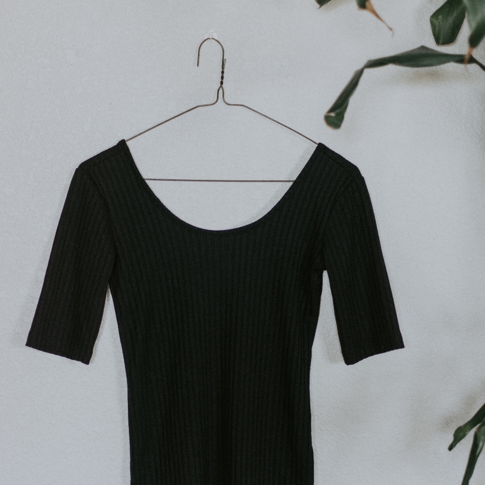 Swoop Neck Black Shirt